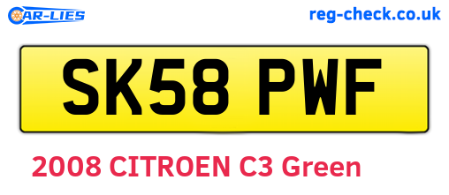SK58PWF are the vehicle registration plates.