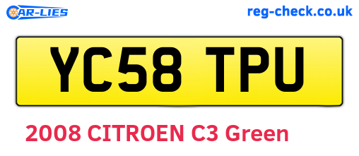 YC58TPU are the vehicle registration plates.