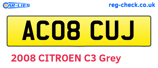 AC08CUJ are the vehicle registration plates.