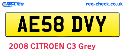 AE58DVY are the vehicle registration plates.