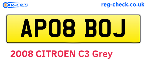 AP08BOJ are the vehicle registration plates.