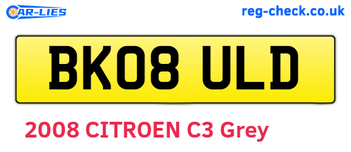 BK08ULD are the vehicle registration plates.