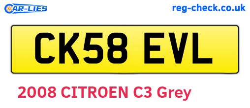 CK58EVL are the vehicle registration plates.