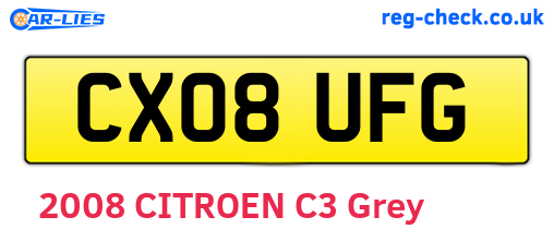 CX08UFG are the vehicle registration plates.