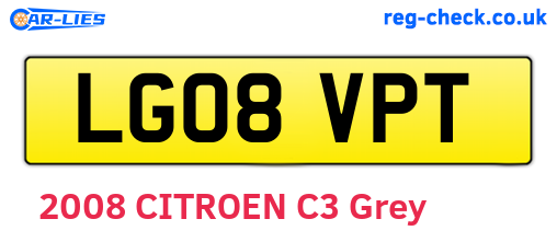 LG08VPT are the vehicle registration plates.