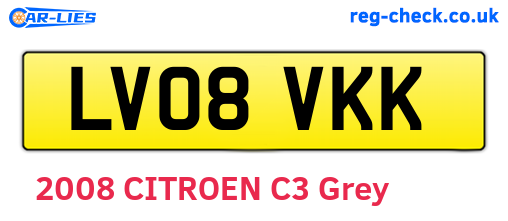 LV08VKK are the vehicle registration plates.
