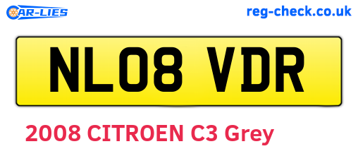 NL08VDR are the vehicle registration plates.