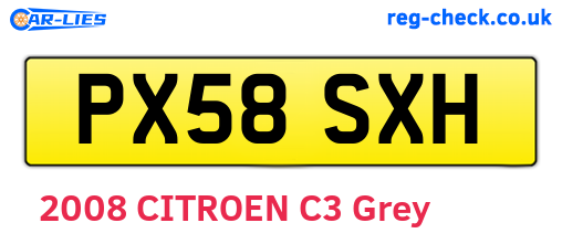 PX58SXH are the vehicle registration plates.