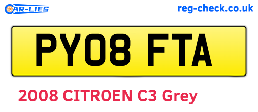 PY08FTA are the vehicle registration plates.