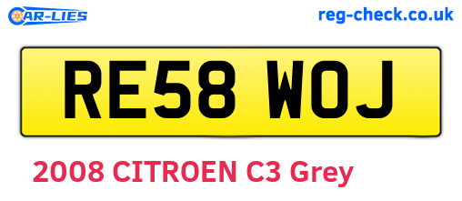 RE58WOJ are the vehicle registration plates.