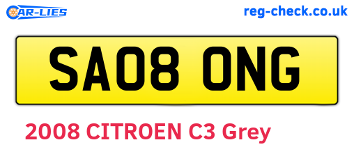 SA08ONG are the vehicle registration plates.