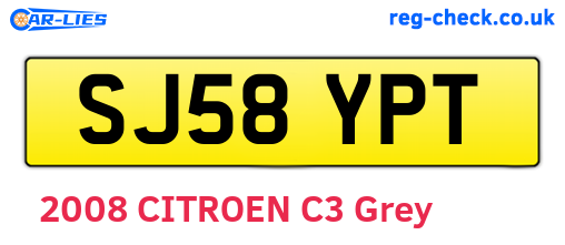 SJ58YPT are the vehicle registration plates.