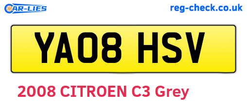 YA08HSV are the vehicle registration plates.