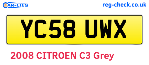 YC58UWX are the vehicle registration plates.
