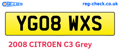 YG08WXS are the vehicle registration plates.