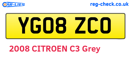 YG08ZCO are the vehicle registration plates.