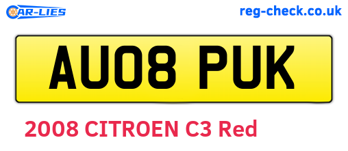 AU08PUK are the vehicle registration plates.