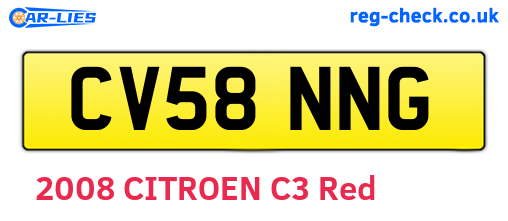 CV58NNG are the vehicle registration plates.