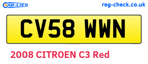 CV58WWN are the vehicle registration plates.