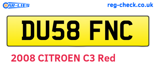 DU58FNC are the vehicle registration plates.