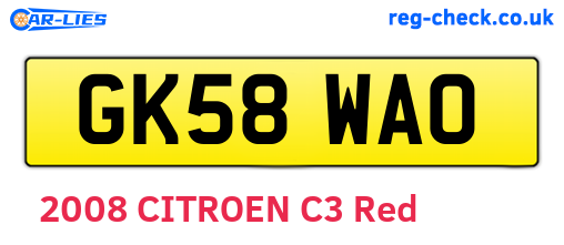 GK58WAO are the vehicle registration plates.