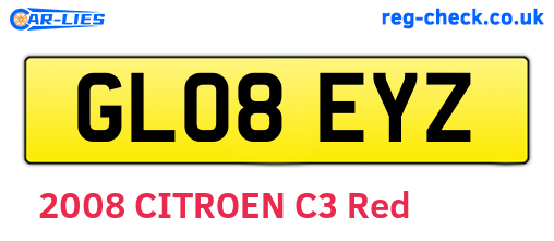 GL08EYZ are the vehicle registration plates.