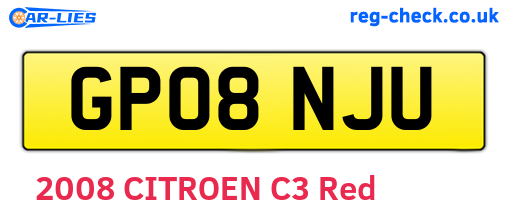 GP08NJU are the vehicle registration plates.