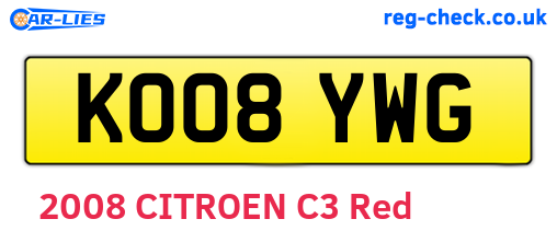 KO08YWG are the vehicle registration plates.