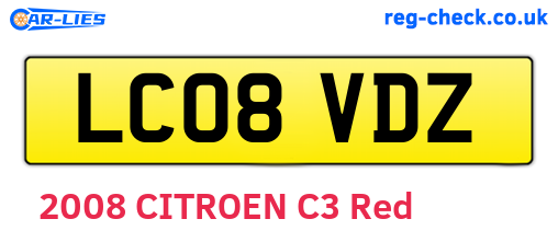 LC08VDZ are the vehicle registration plates.