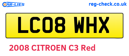 LC08WHX are the vehicle registration plates.