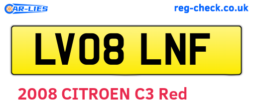 LV08LNF are the vehicle registration plates.