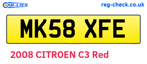 MK58XFE are the vehicle registration plates.