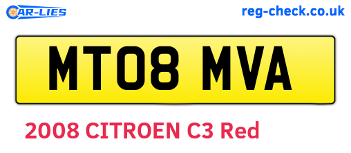 MT08MVA are the vehicle registration plates.