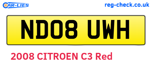 ND08UWH are the vehicle registration plates.