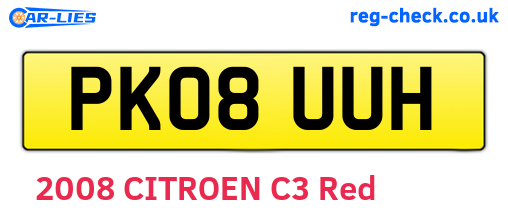 PK08UUH are the vehicle registration plates.