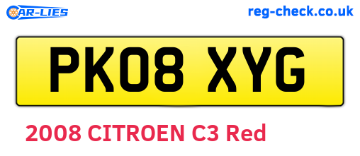 PK08XYG are the vehicle registration plates.