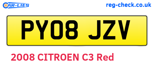 PY08JZV are the vehicle registration plates.
