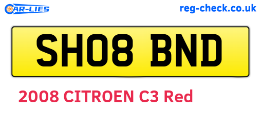 SH08BND are the vehicle registration plates.