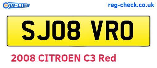 SJ08VRO are the vehicle registration plates.