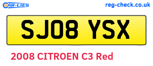 SJ08YSX are the vehicle registration plates.