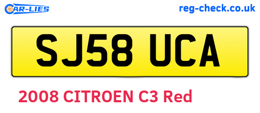 SJ58UCA are the vehicle registration plates.
