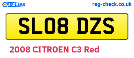 SL08DZS are the vehicle registration plates.