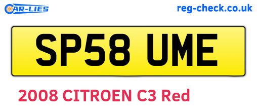 SP58UME are the vehicle registration plates.