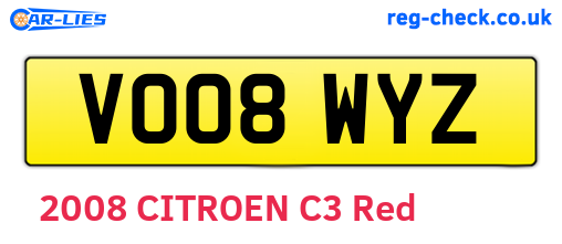 VO08WYZ are the vehicle registration plates.