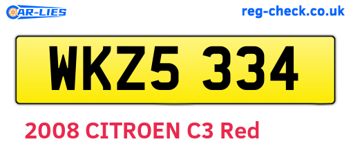 WKZ5334 are the vehicle registration plates.