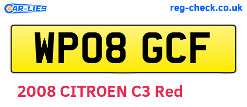 WP08GCF are the vehicle registration plates.