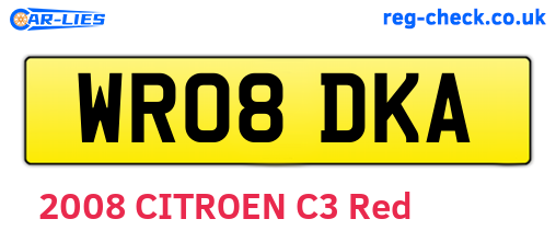 WR08DKA are the vehicle registration plates.