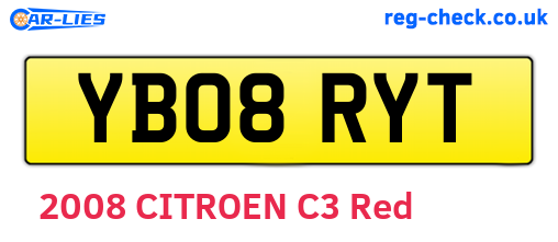 YB08RYT are the vehicle registration plates.