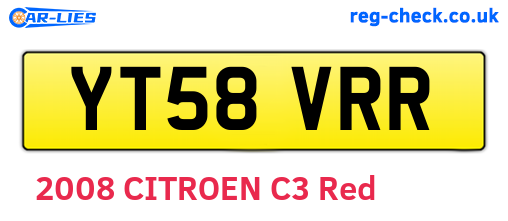 YT58VRR are the vehicle registration plates.