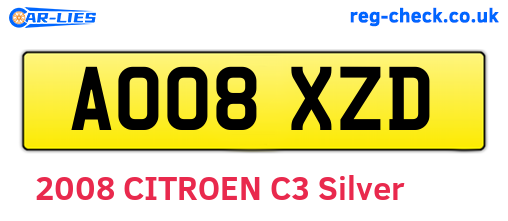 AO08XZD are the vehicle registration plates.
